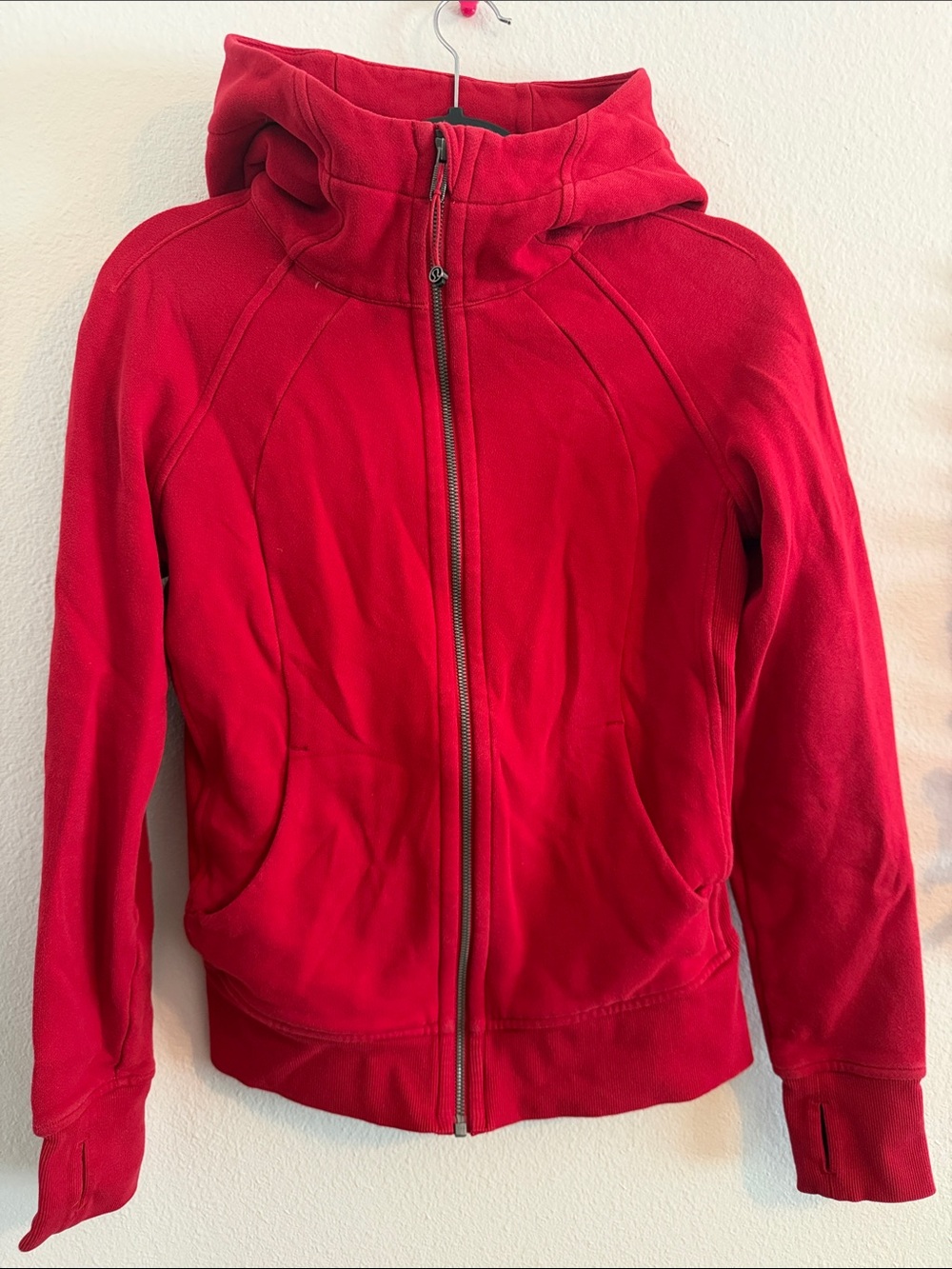 Lululemon Red Hooded Full-Zip Scuba Fleece Jacket